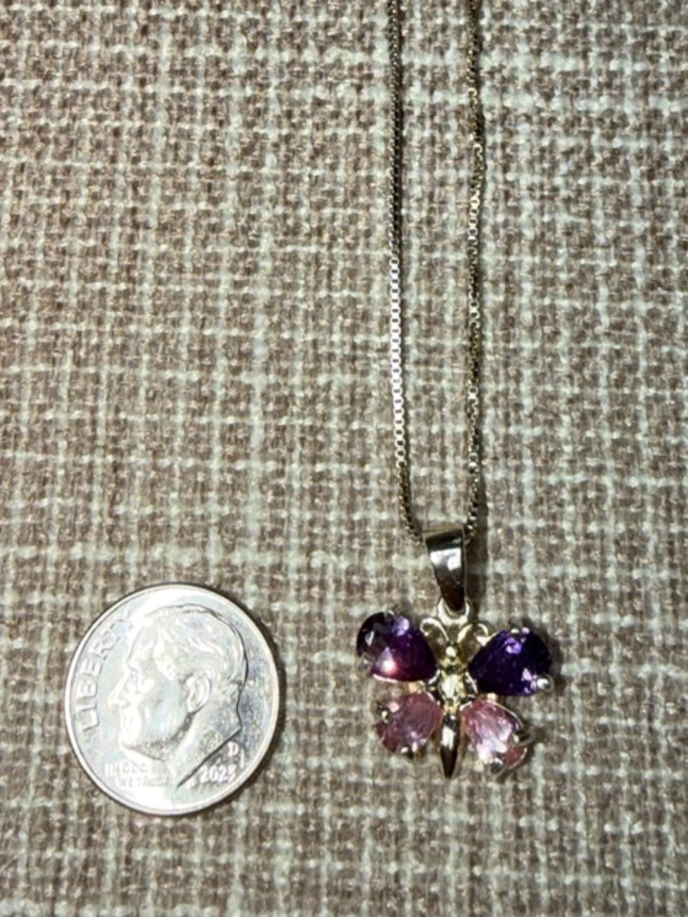 Sterling Silver Floral Pendant Necklace with Purple and Pink Gemstones